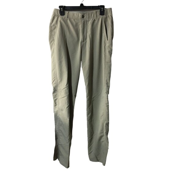 UNDER ARMOUR UA MATCH PLAY PANTS KHAKI ATHLETIC GOLF PANTS MENS 32/34 - Picture 1 of 4